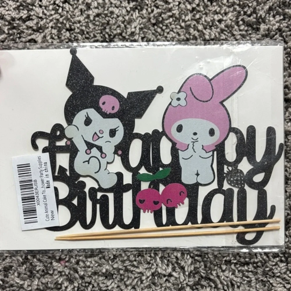 Happy Birthday Cake Topper with anime hello kitty